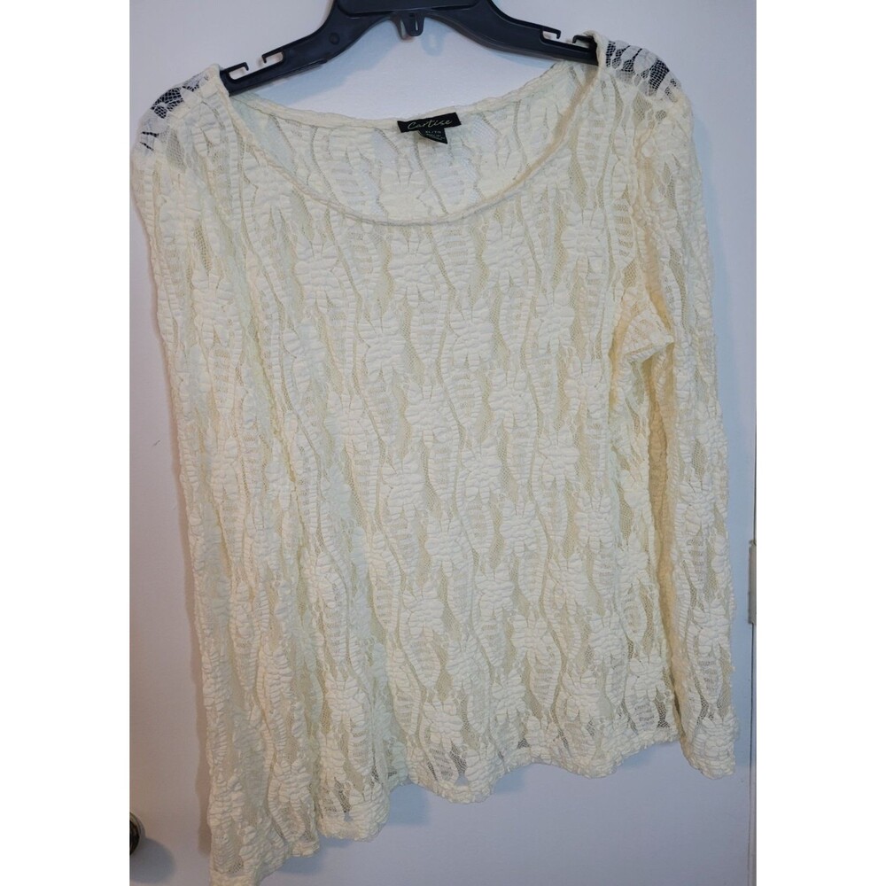 Cartise Women's Cream Textured Lace Long-Sleeve Top XL